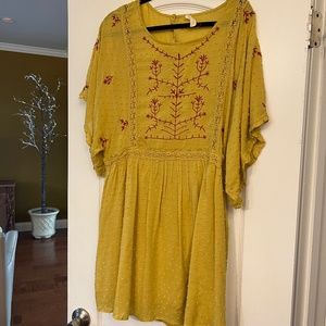 Entro summer to Fall Rayon Dress - Mustard